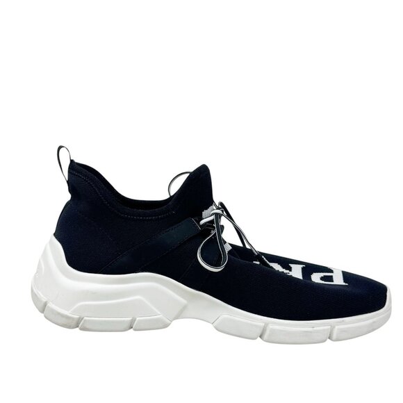 PRADA Logo Knit Women’s Sneakers Size 37.5 7.5 black and white - Picture 6 of 13